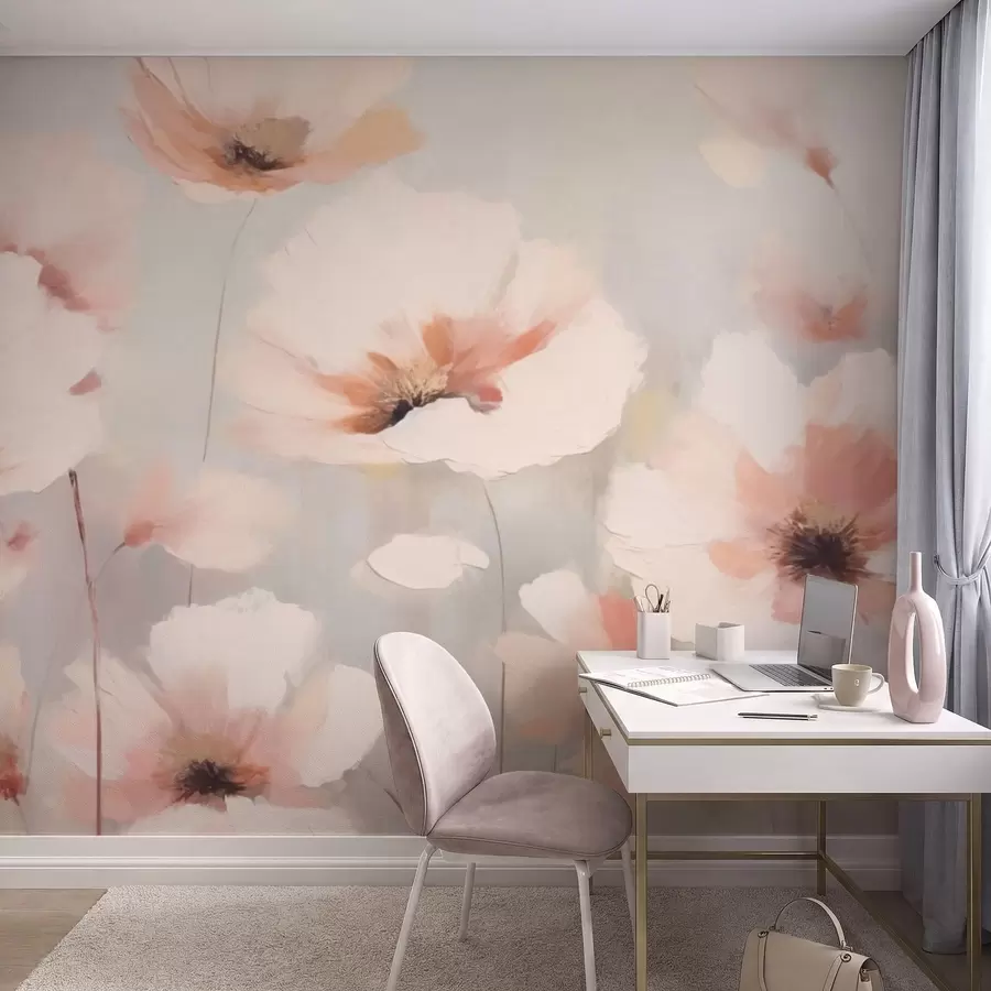 wall murals Delicate flowers in pastel tones w05222