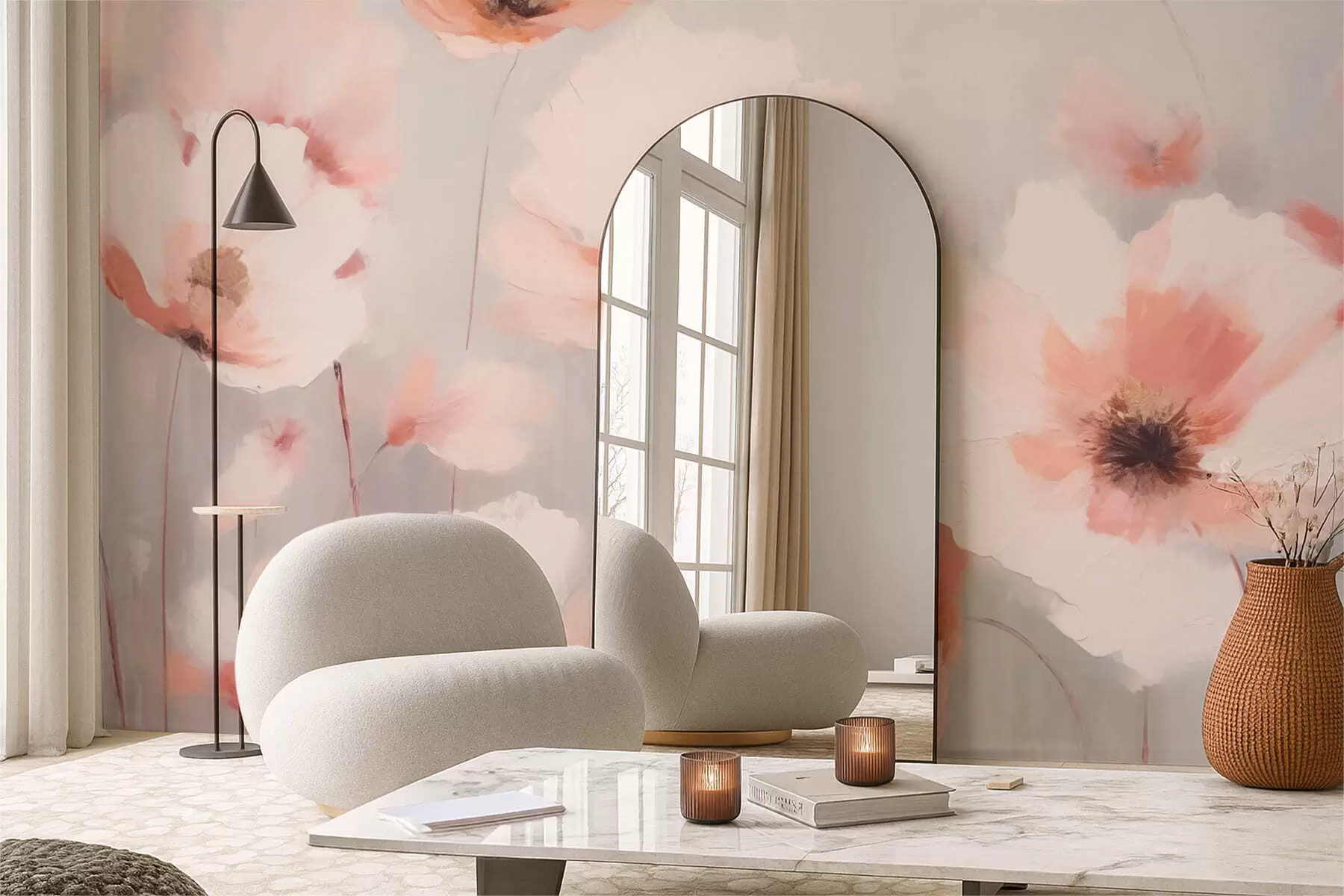 wall murals Delicate flowers in pastel tones w05222