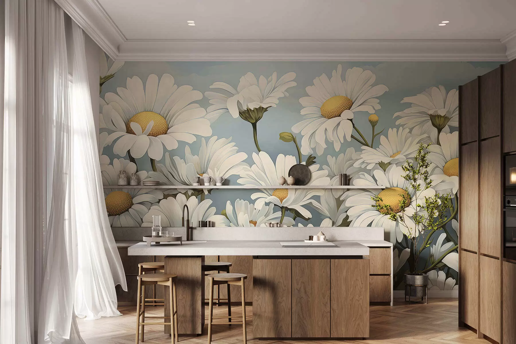 wall murals Lush daisies w05247