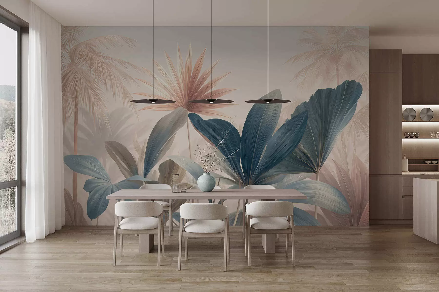 wall murals Intertwining tropical leaves w05251