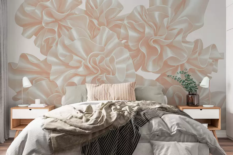 wall murals Imitation of flowers from ribbons w05252