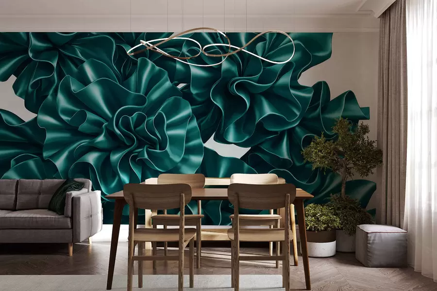 wall murals Imitation of flowers from ribbons w05252v2