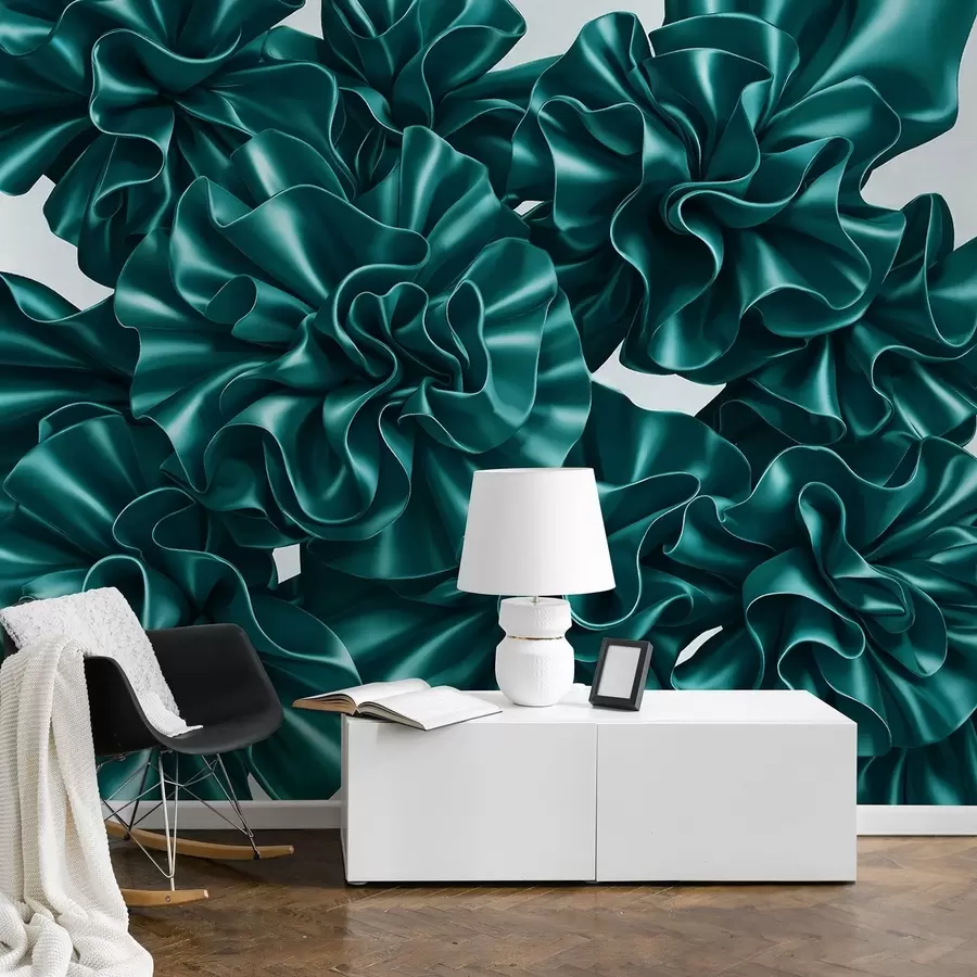 wall murals Imitation of flowers from ribbons w05252v2