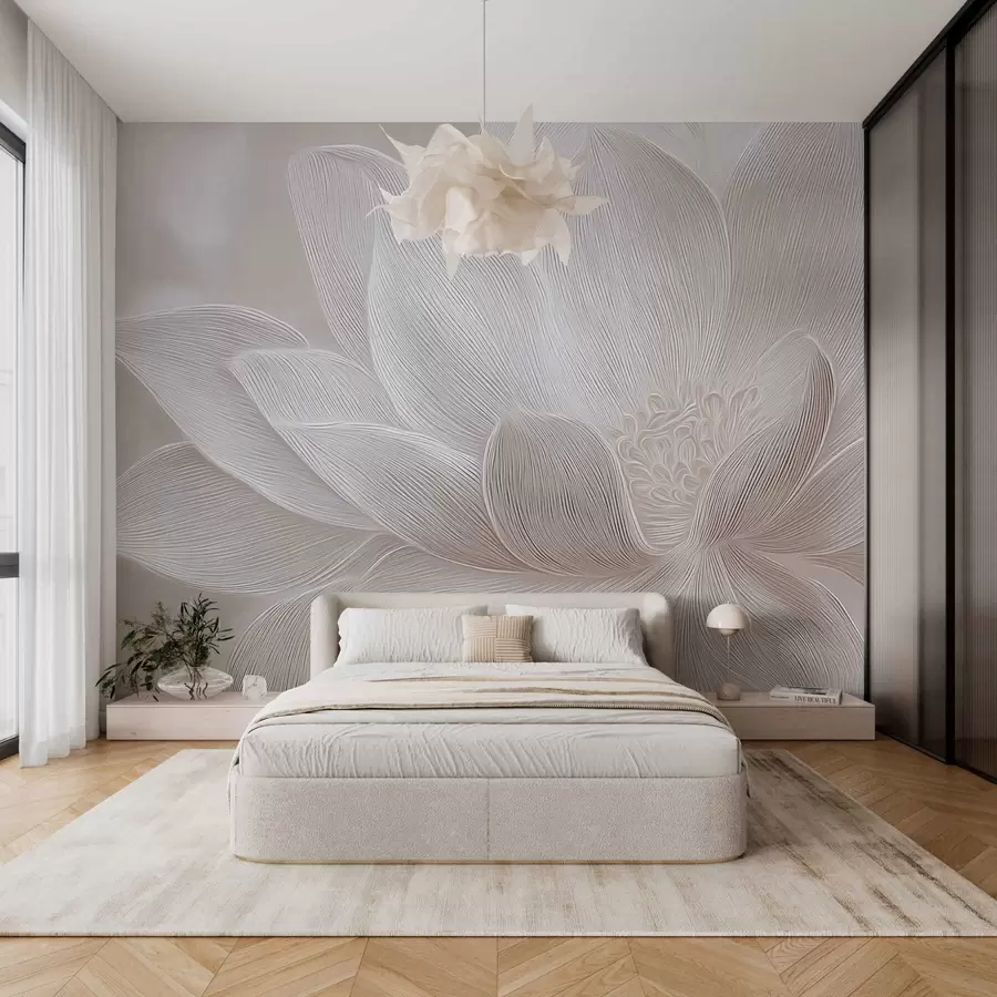 wall murals Abstract flowing waves in light beige tones w05266