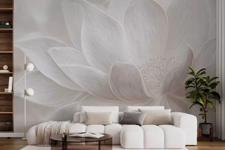 wall murals Abstract flowing waves in light beige tones w05266