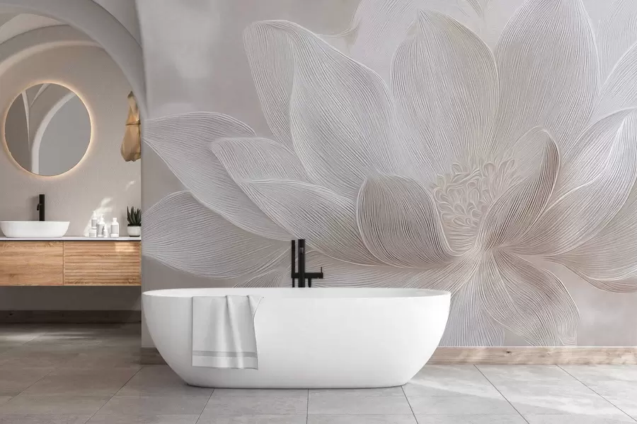 wall murals Abstract flowing waves in light beige tones w05266