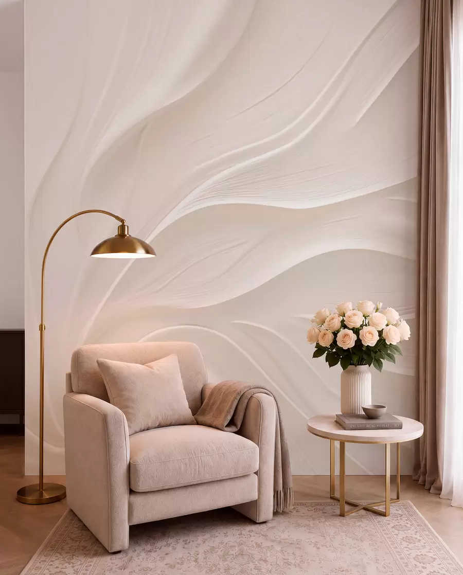 wall murals Delicate translucent leaves on a branch w05267