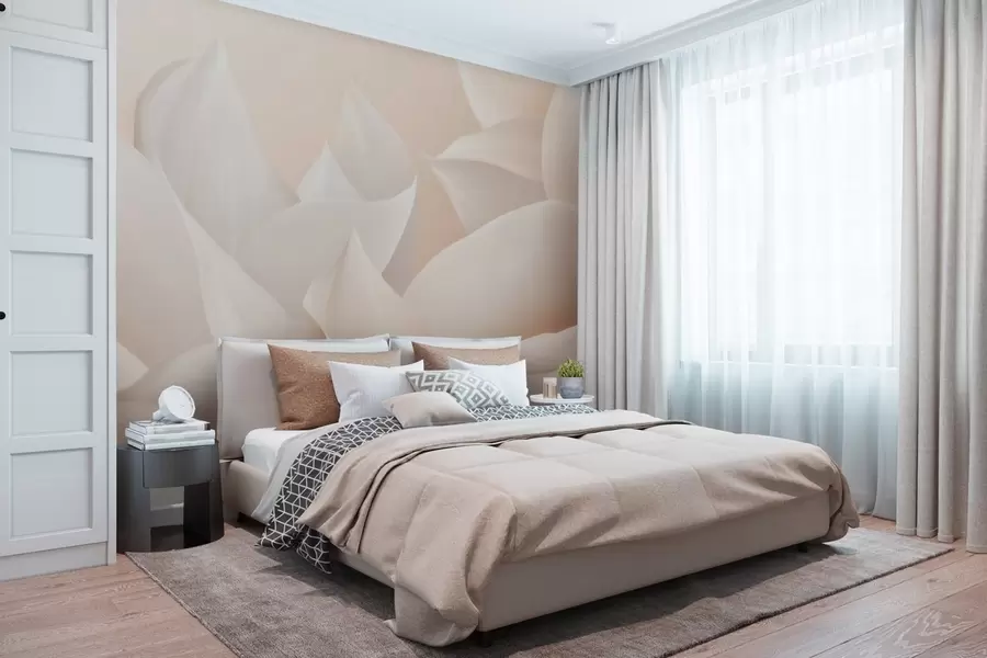 wall murals Soft peach-milky petals w09716