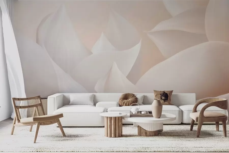 wall murals Soft peach-milky petals w09716