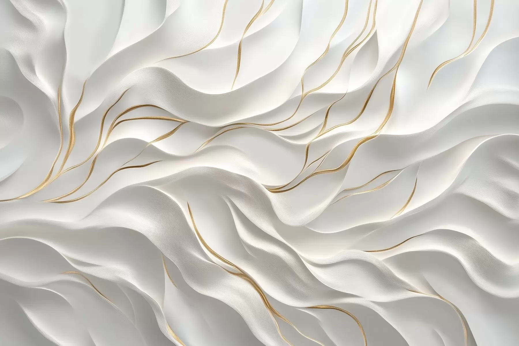 wall murals Gray embossed waves with yellow accents w09724