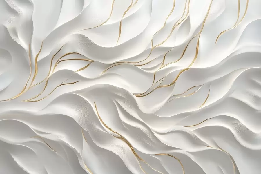 wall murals Gray embossed waves with yellow accents w09724
