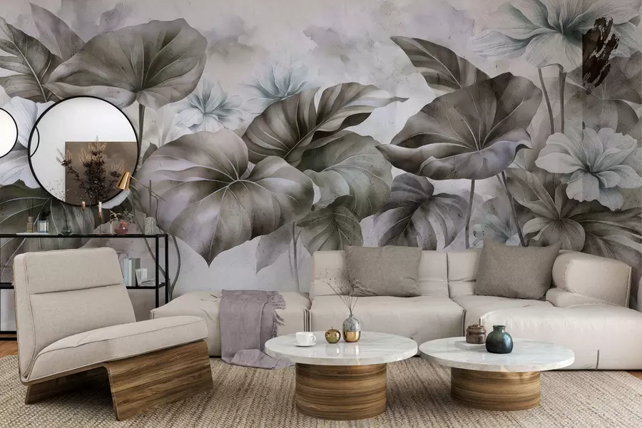 wall murals Grunge painted lotus w05282