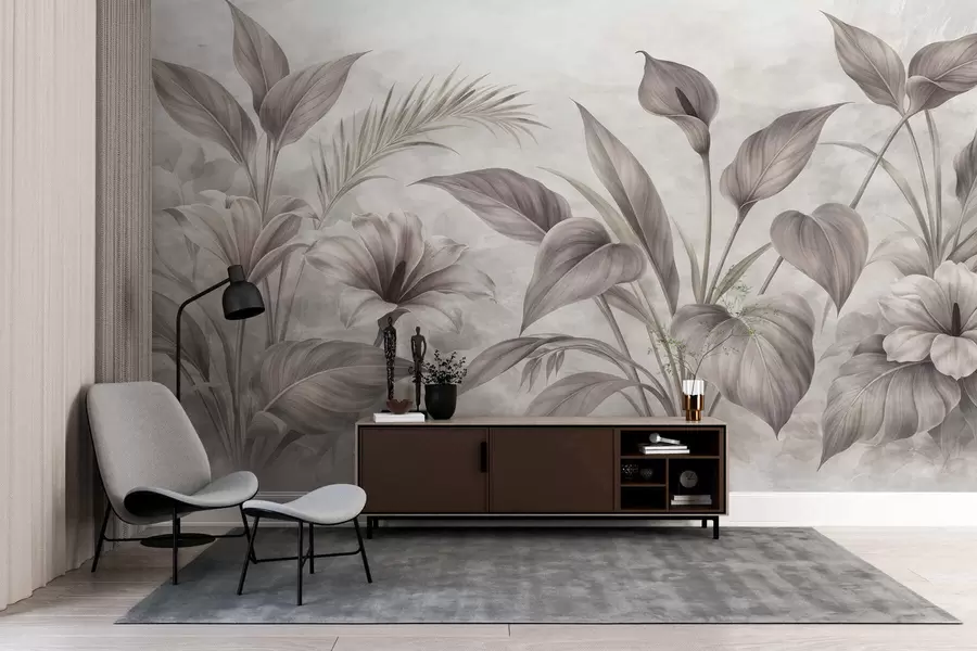 wall murals Flowers and leaves w05287