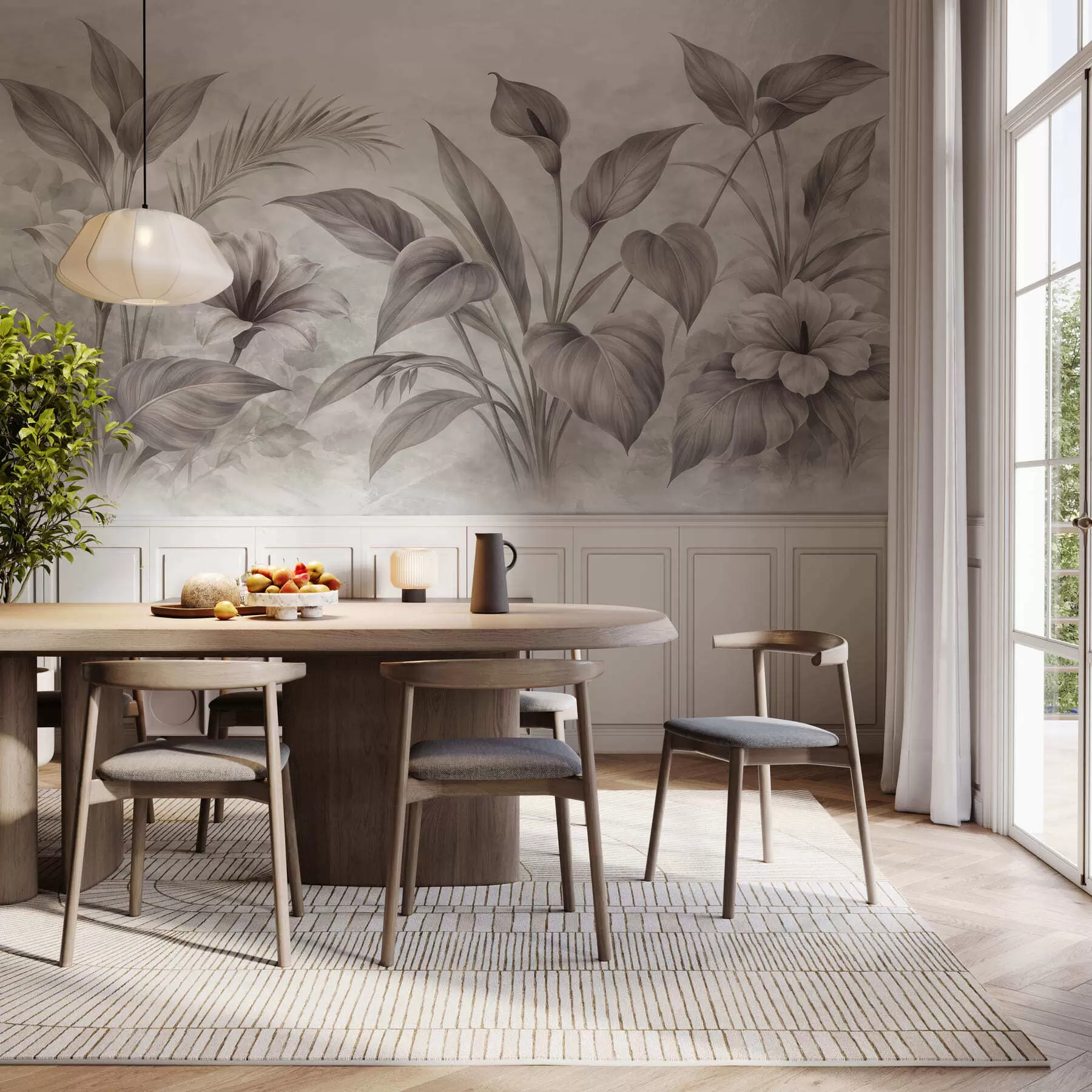 wall murals Flowers and leaves w05287
