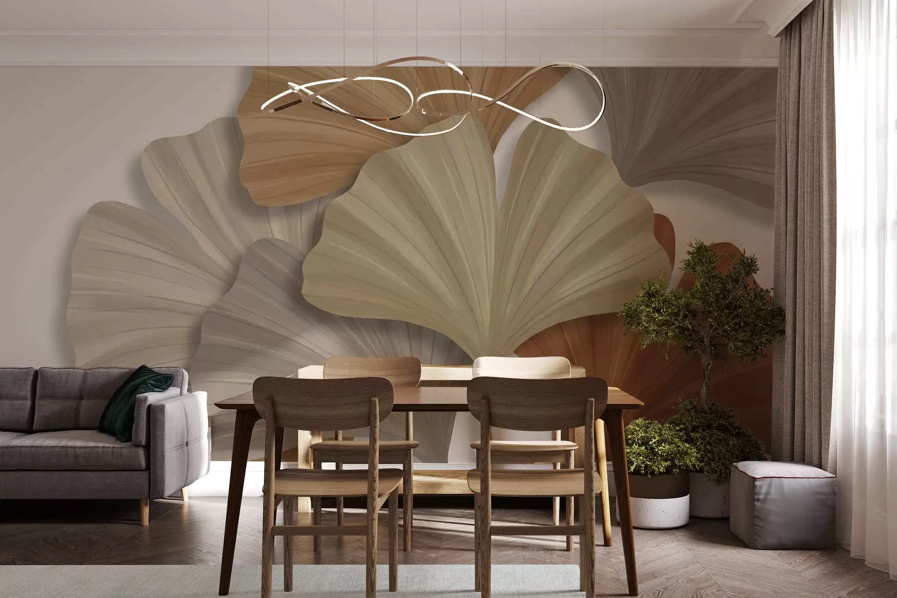 wall murals Large leaves w05288