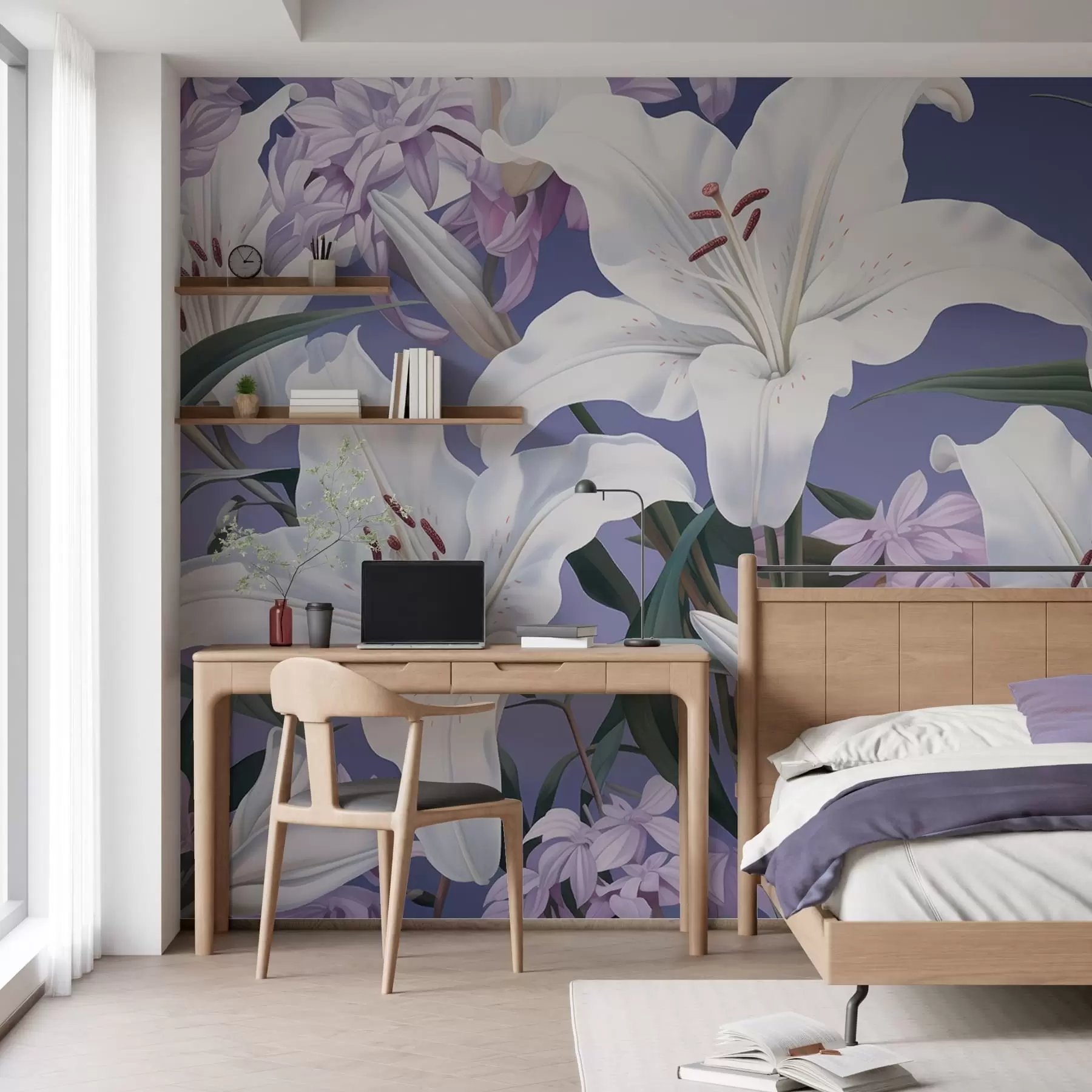 wall murals Lilies at dusk w05310
