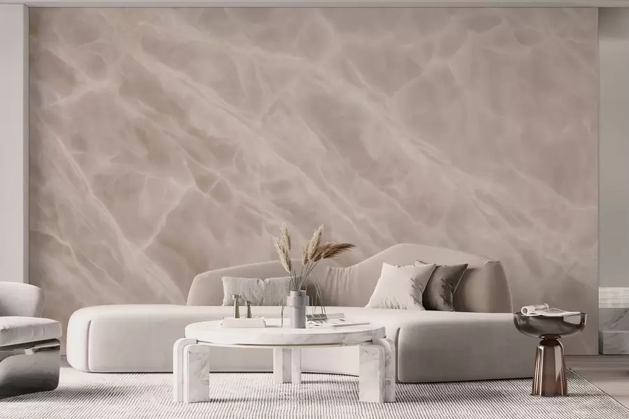 wall murals Elegant abstract artwork in a beige palette with a marble imitation w09684