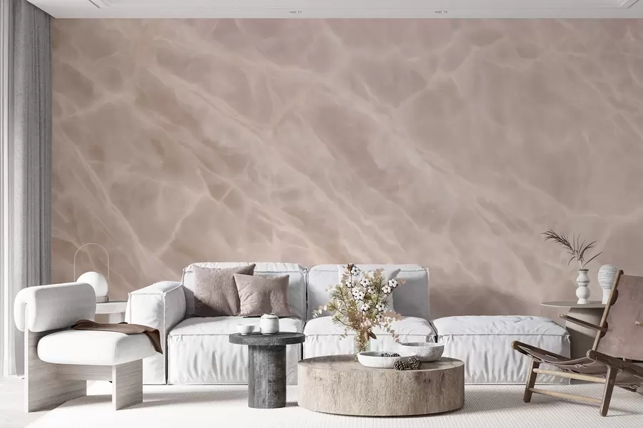 wall murals Elegant abstract artwork in a beige palette with a marble imitation w09684