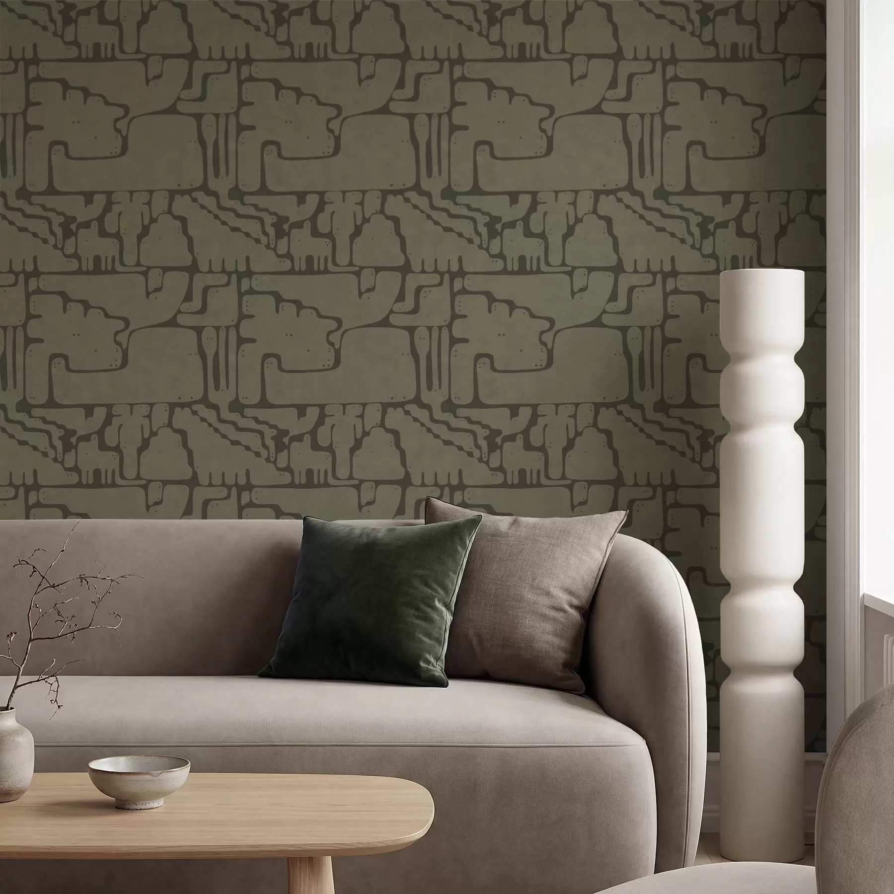 wall murals Abstract organic pattern in green tones a01122