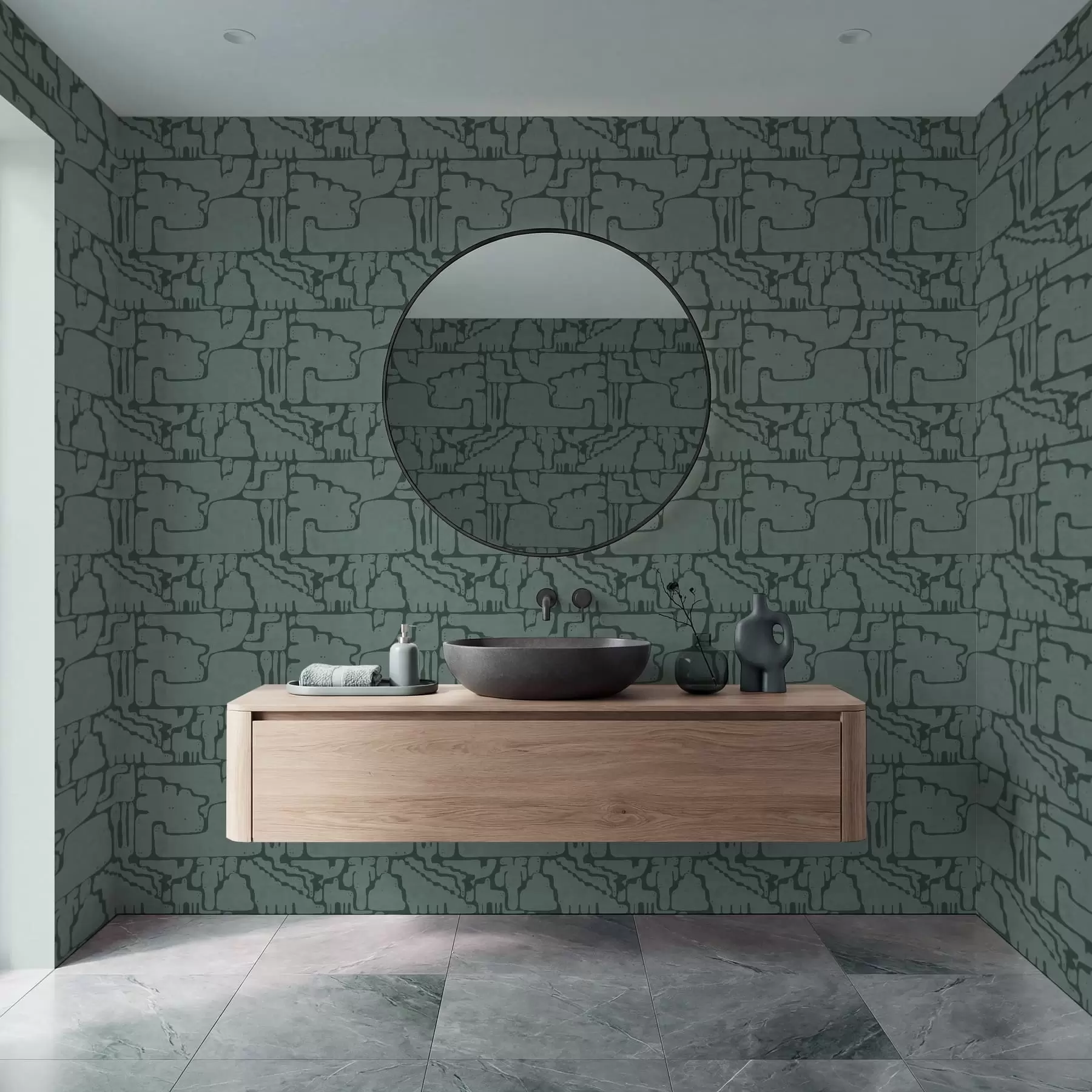 wall murals Abstract pattern in teal shades a01122v3