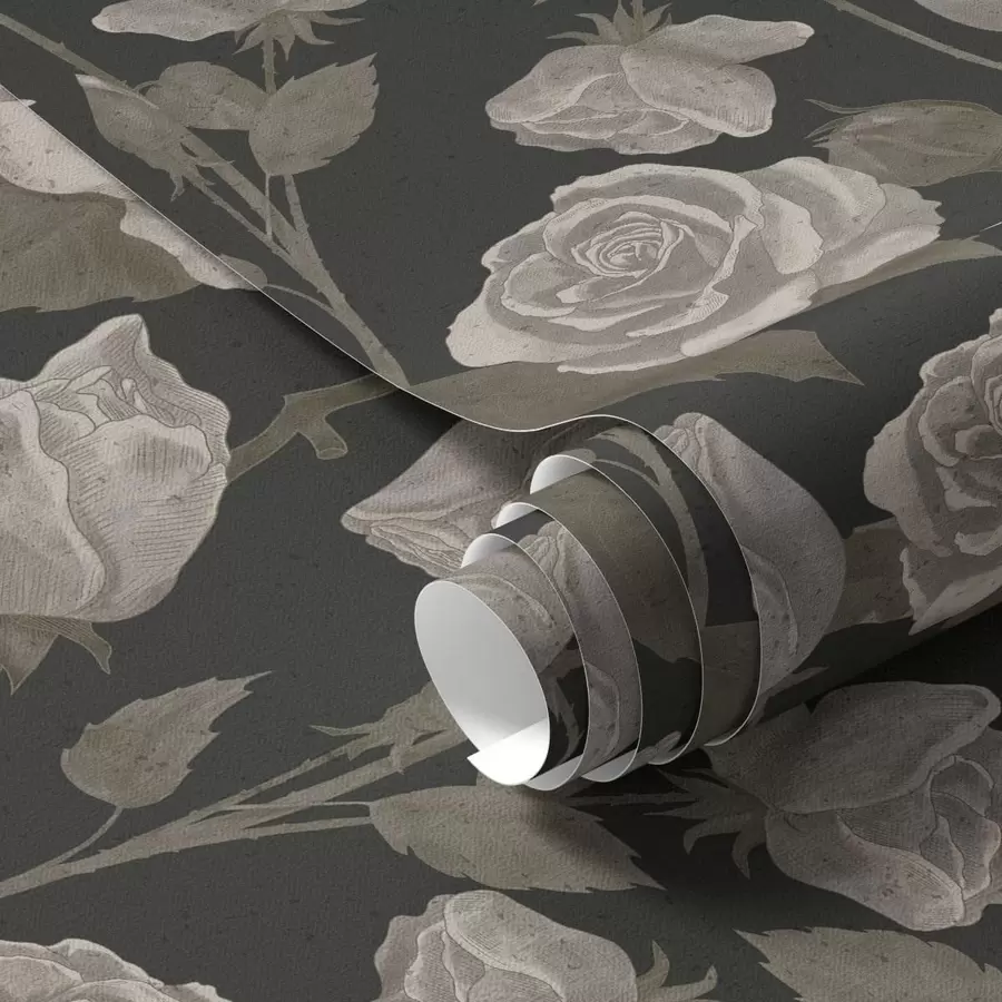 wall murals Floral pattern with roses on dark background a01123