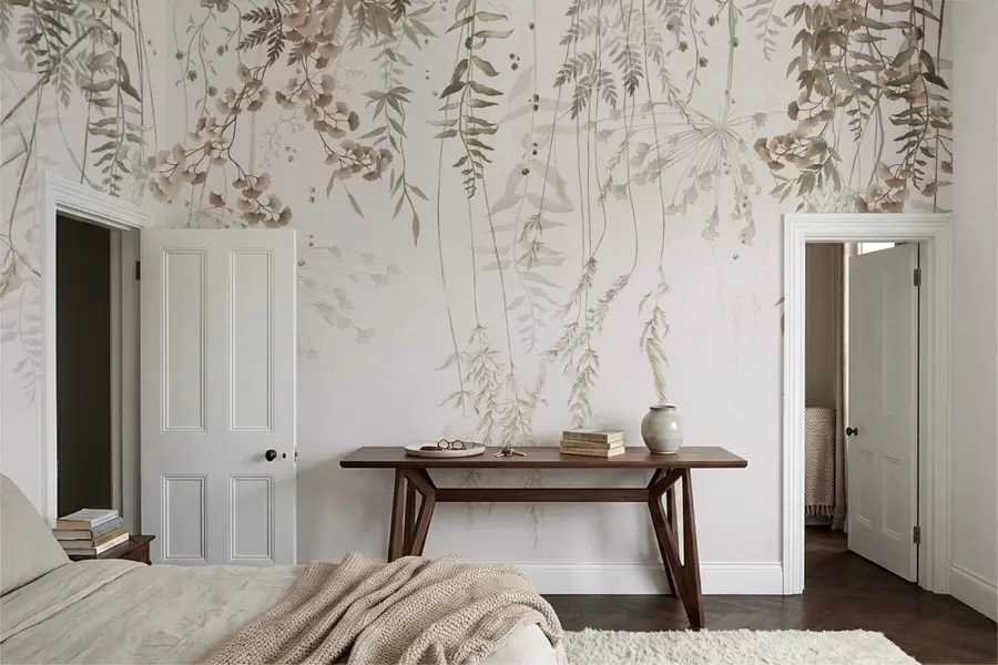 wall murals Hanging wild plants on a light background w05320