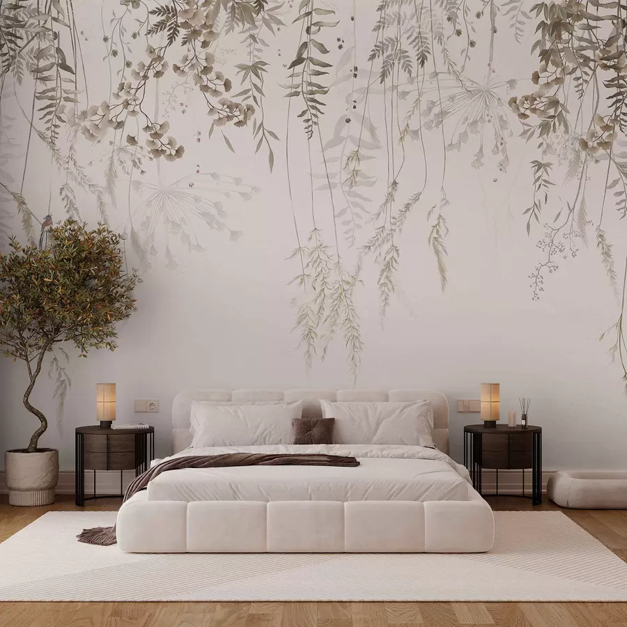 wall murals Hanging wild plants on a light background w05320