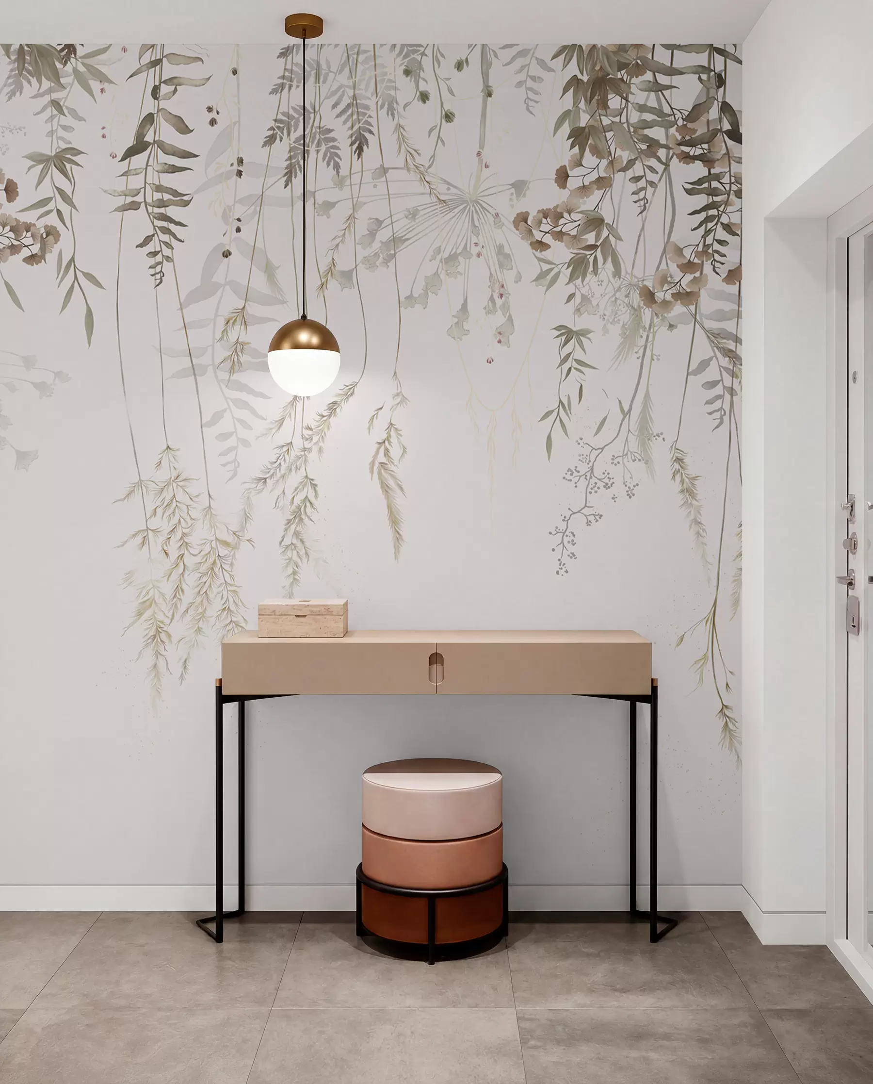 wall murals Hanging wild plants on a light background w05320