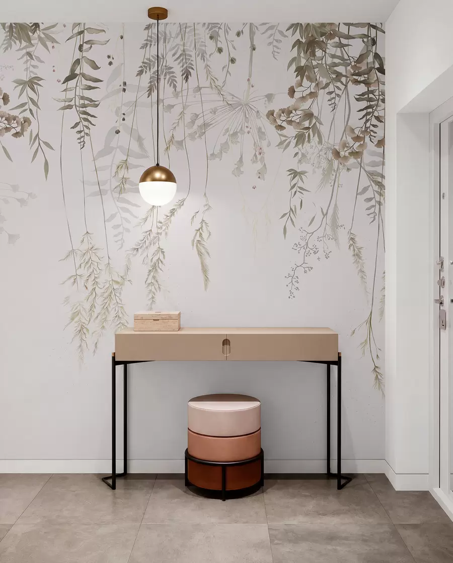 wall murals Hanging wild plants on a light background w05320
