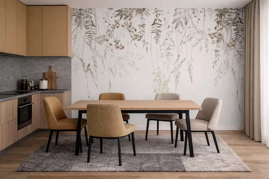 wall murals Hanging wild plants on a light background w05320