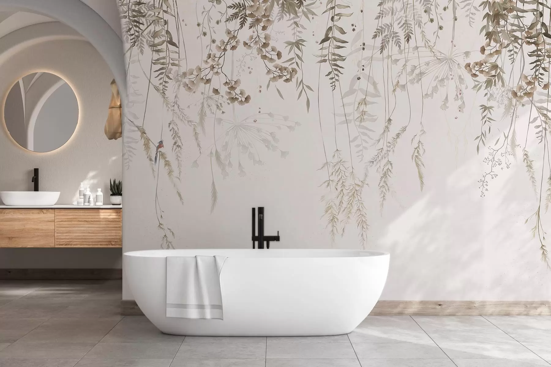 wall murals Hanging wild plants on a light background w05320
