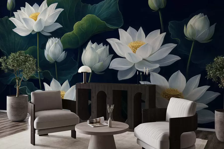 wall murals Night lotuses w05307