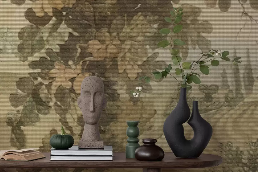 wall murals Pastoral landscape in embroidered style w05359