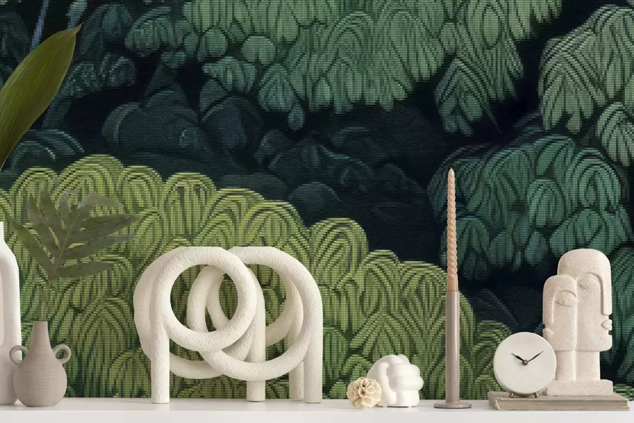 wall murals Mosaic green tree canopies w05362