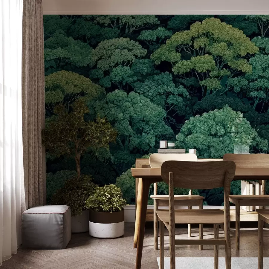 wall murals Mosaic green tree canopies w05362