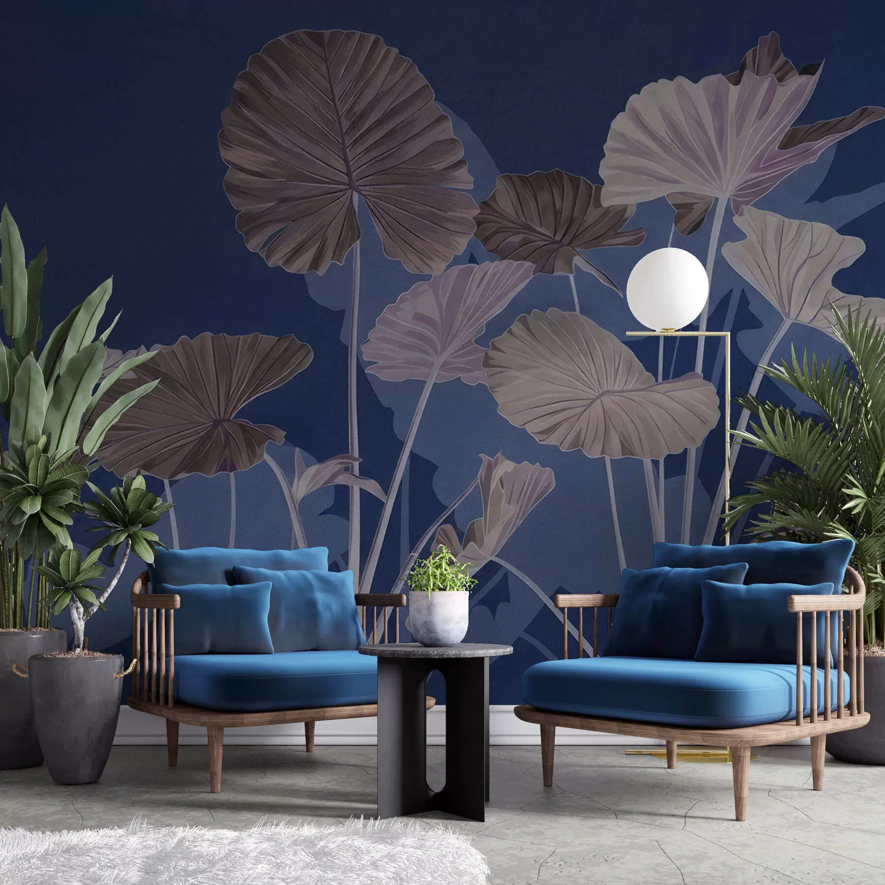 wall murals Garden of painted lotuses w05364