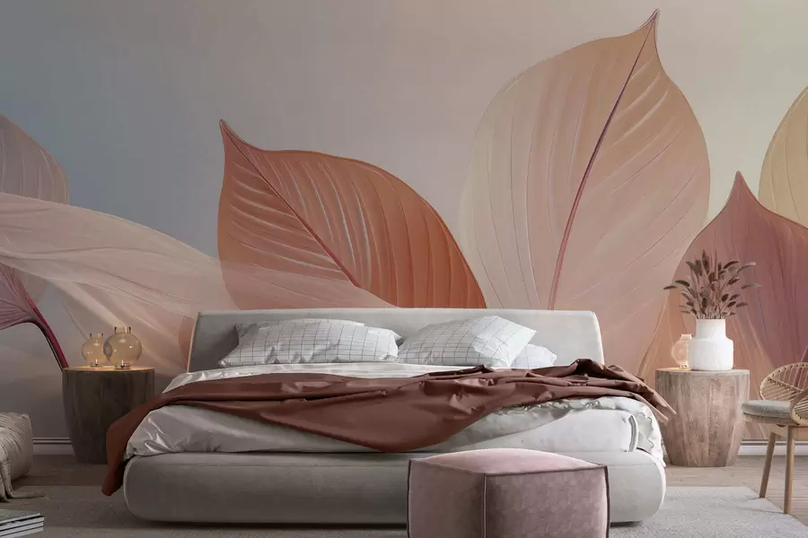 wall murals Dance of large leaves w05283