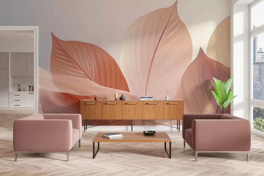 wall murals Dance of large leaves w05283