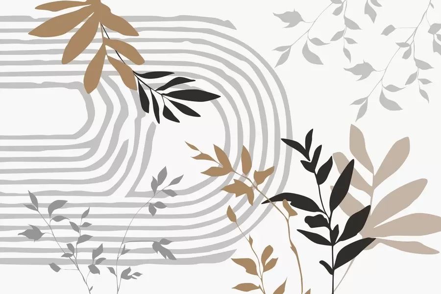 wall murals Abstract plant silhouettes and lines w05374