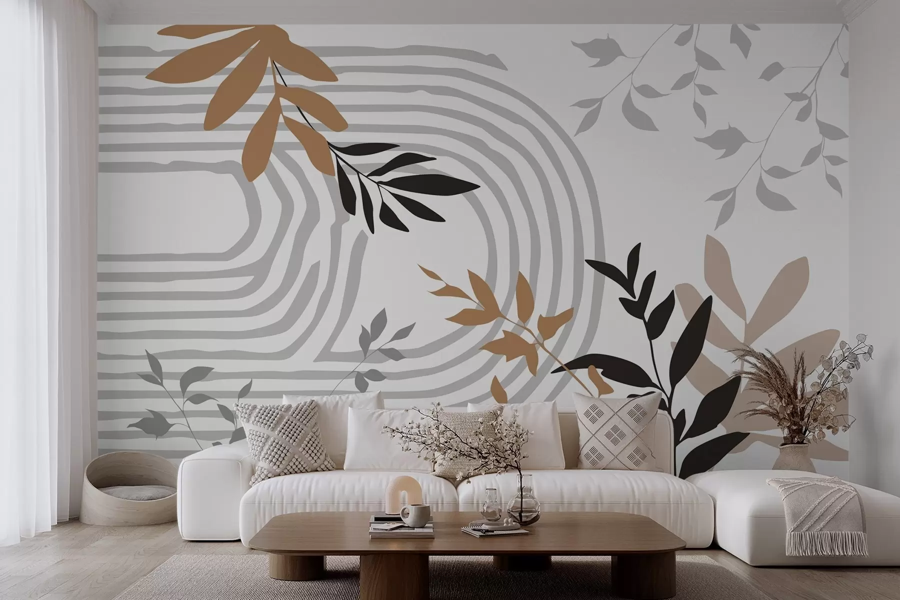 wall murals Abstract plant silhouettes and lines w05374
