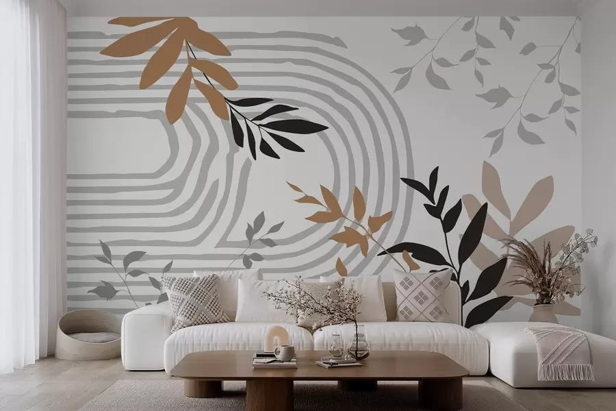 wall murals Abstract plant silhouettes and lines w05374