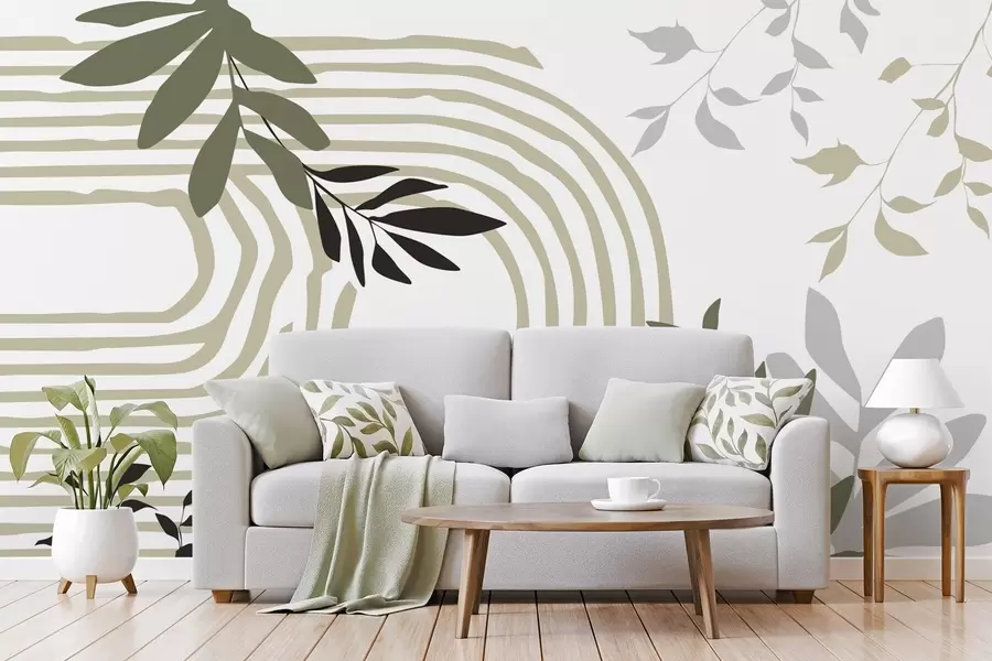 wall murals Abstract plant silhouettes and lines w05374v1