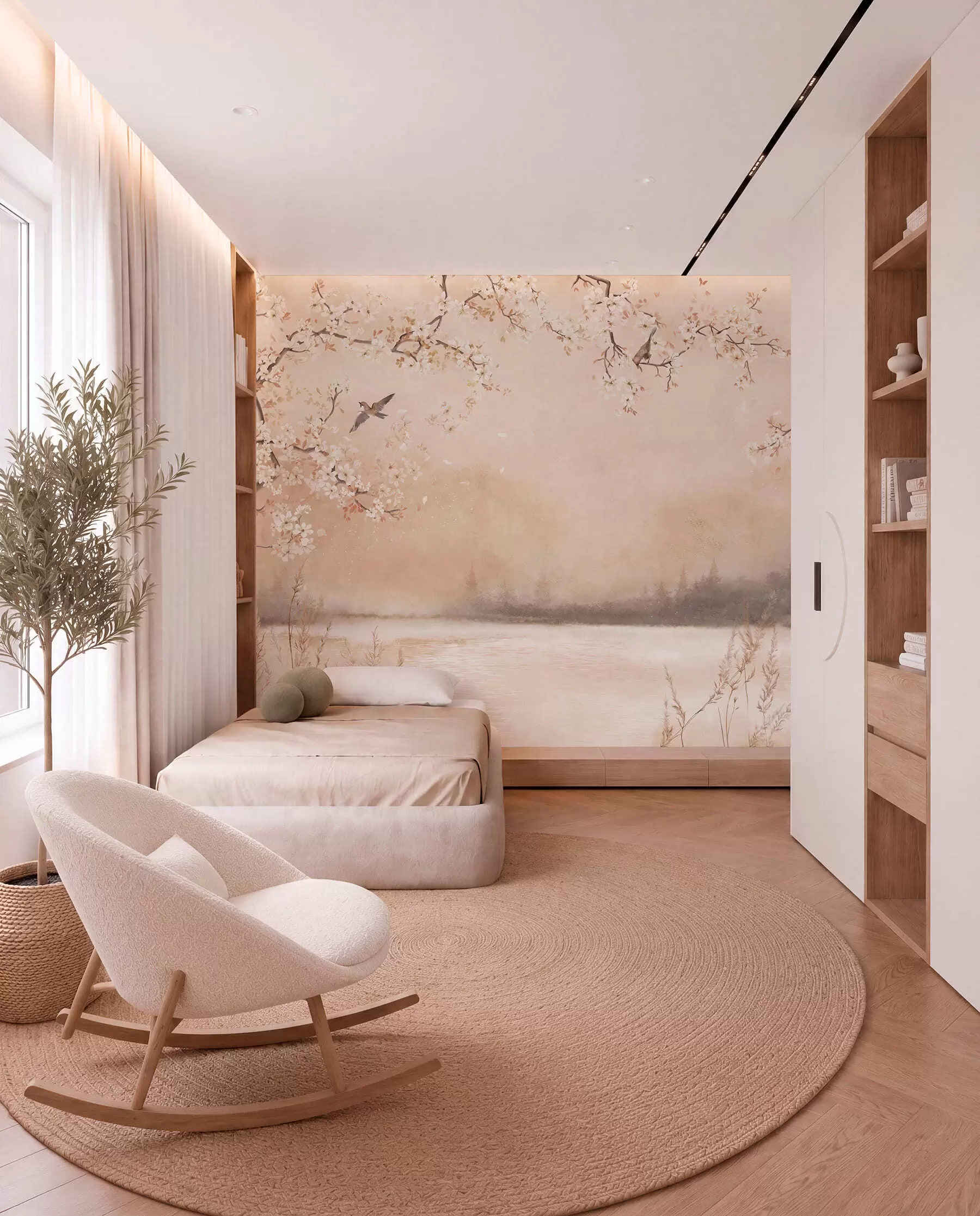 wall murals Birds under Blossom Boughs w05155