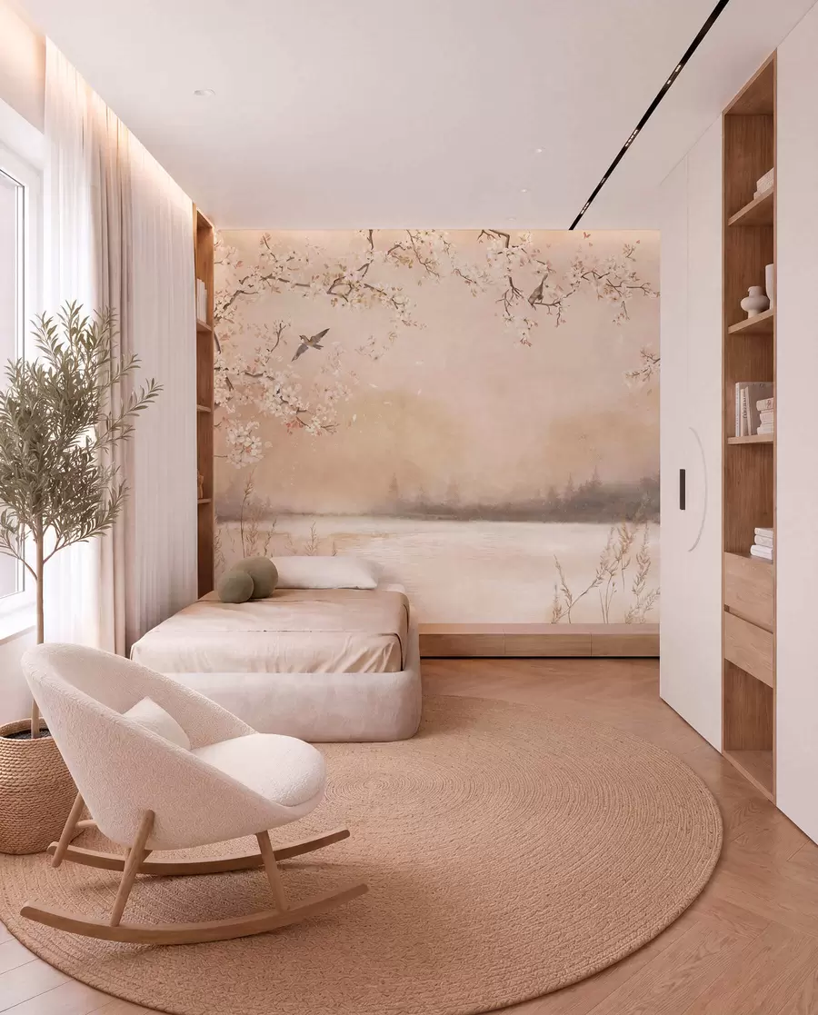 wall murals Birds under Blossom Boughs w05155