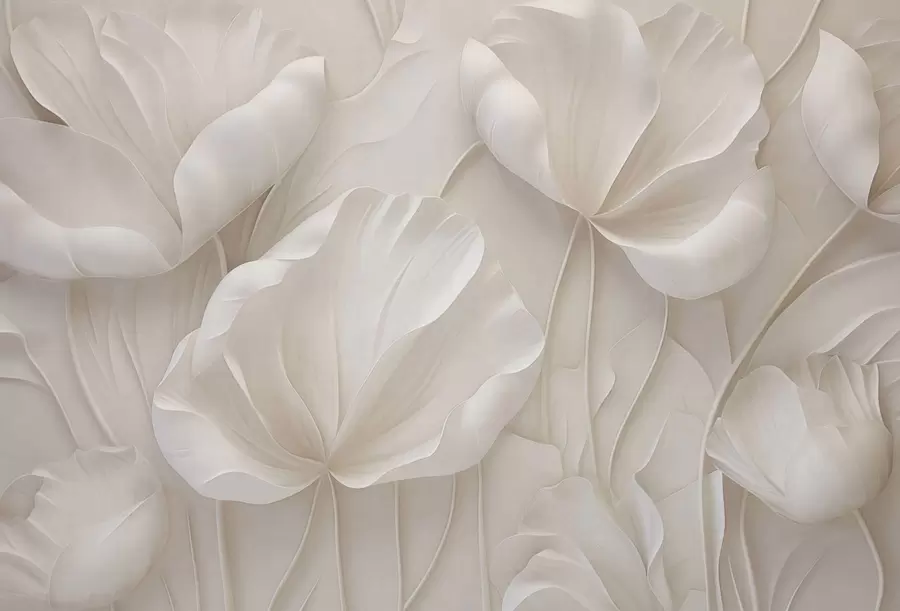 wall murals Sculpted light flowers with soft petals w05355