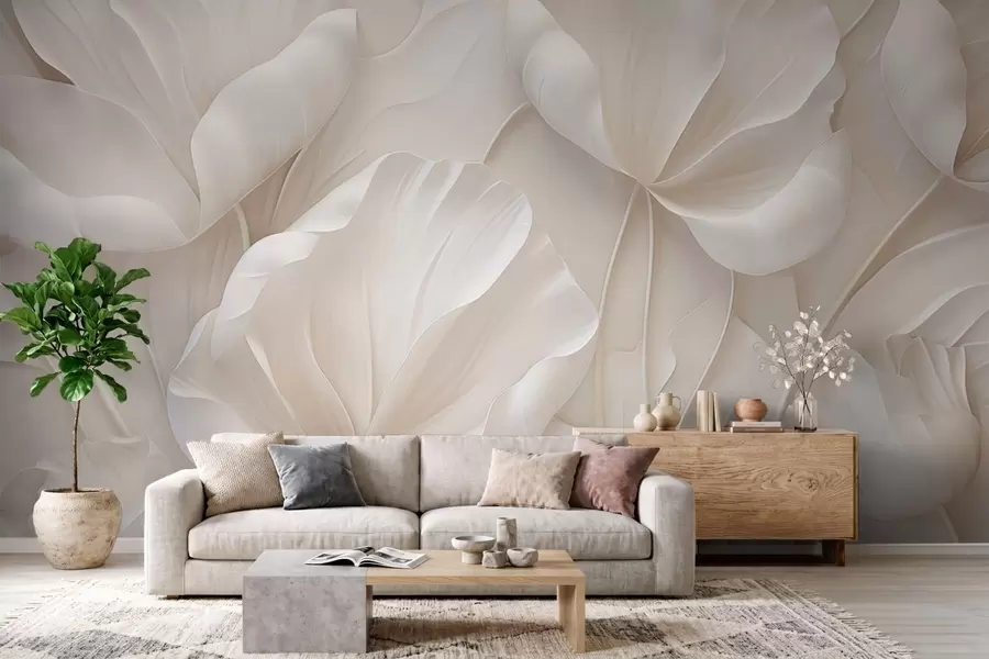 wall murals Sculpted light flowers with soft petals w05355