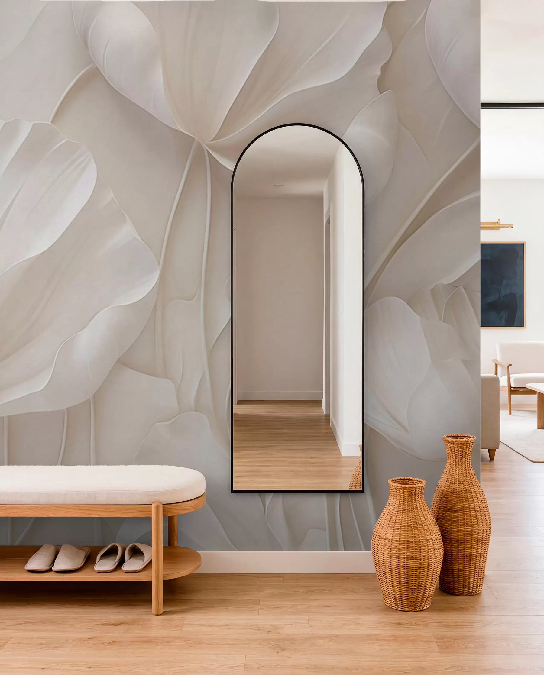wall murals Sculpted light flowers with soft petals w05355