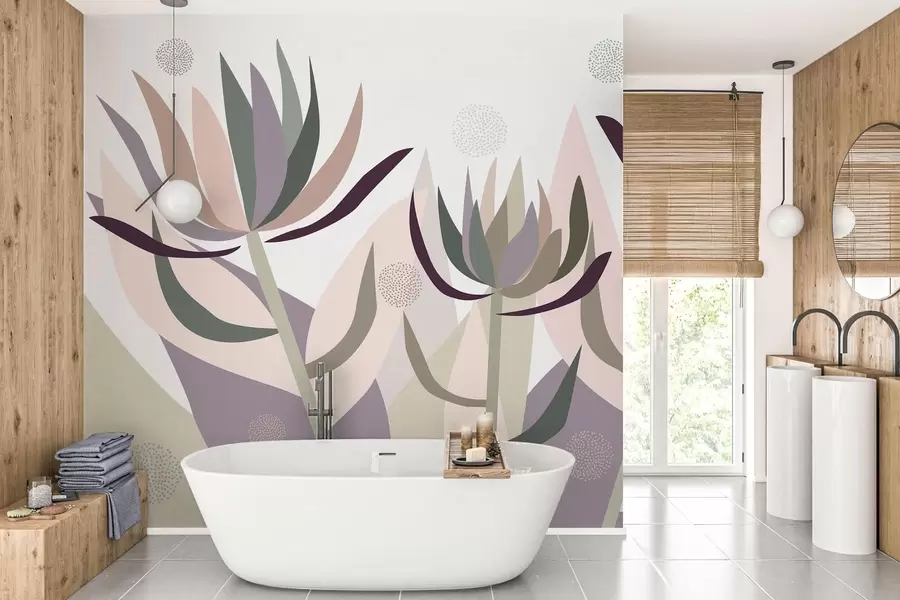 wall murals stylised protea flowers in a primitive style w05236