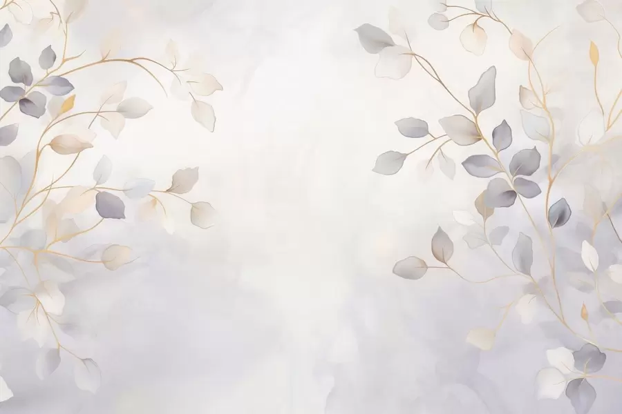 wall murals Delicate leafy branches on a soft blurred background w05296