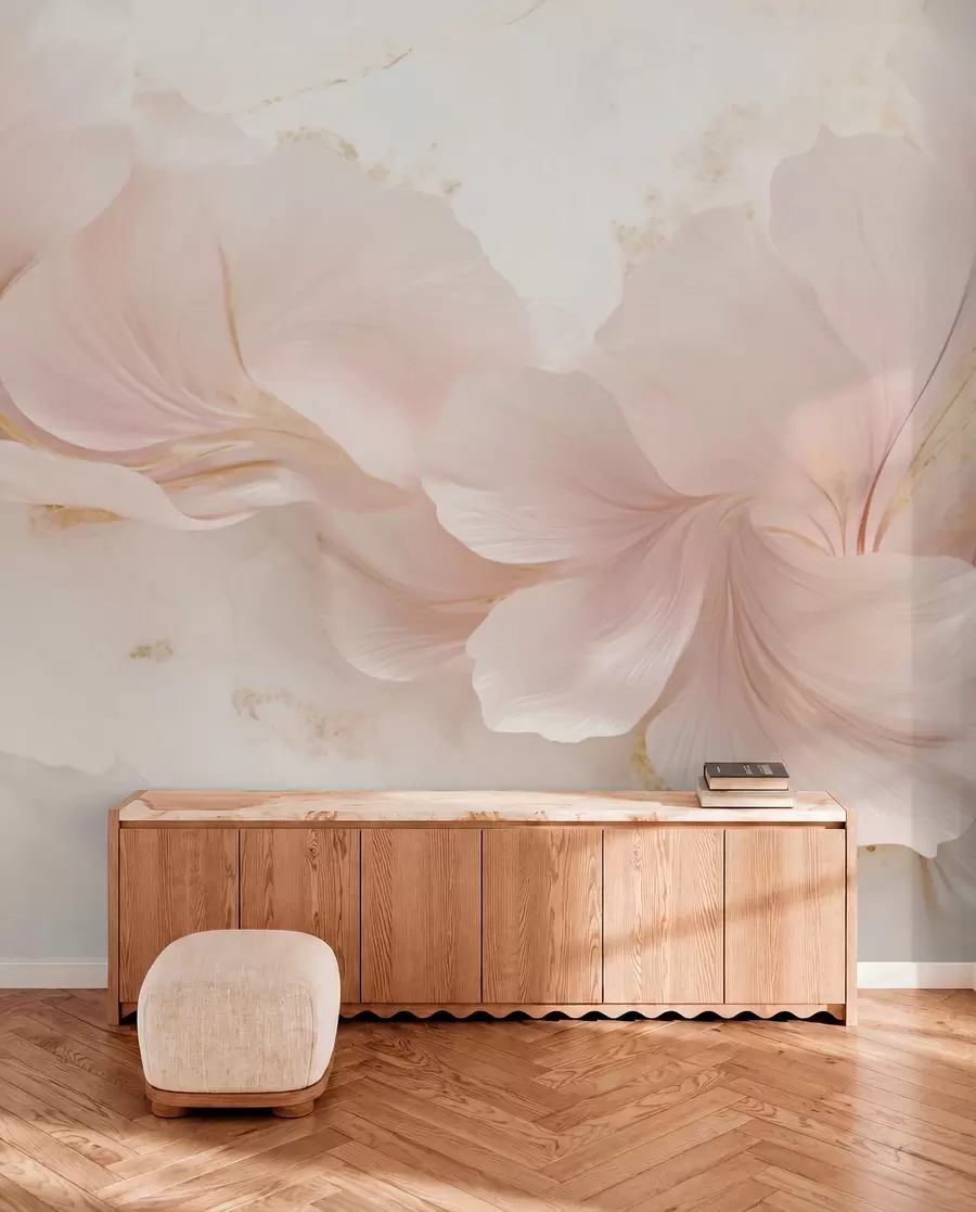 wall murals Soft pink flowers on a light background w05357